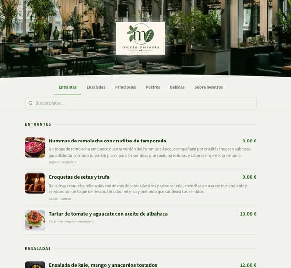 Carta digital plantilla botanico — Menta Maranta